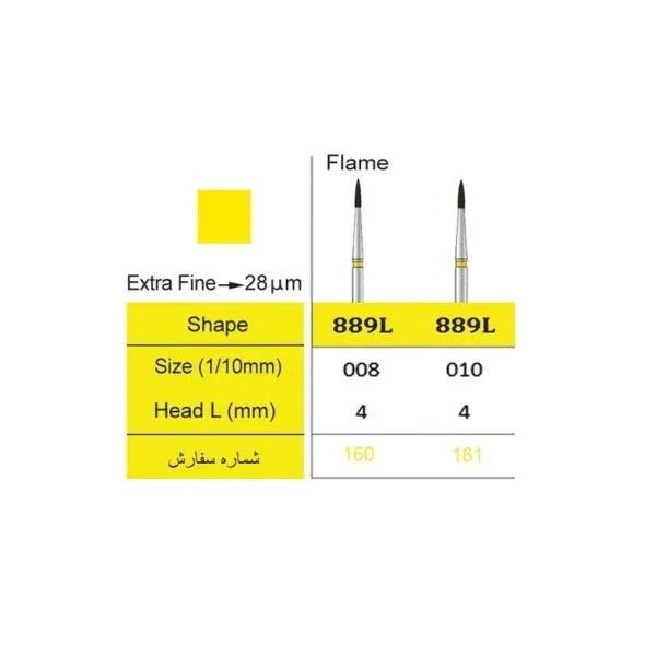 فرز الماسی توربین مدل شعله شمعی بلند با هد کوتاه کیادنت KIA DENT سایز 889L - Image 4